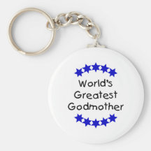 World's Greatest Godmother (dk. blue stars) Key Chains