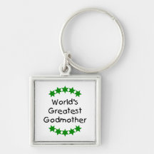 World's Greatest Godmother (green stars) Key Chains