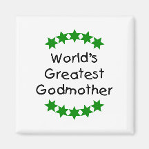 World's Greatest Godmother (green stars) Magnets