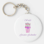 World's Greatest Godmother (pink flowers) Key Chains