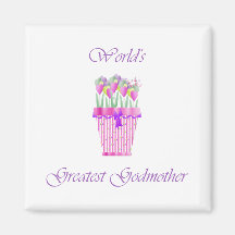 World's Greatest Godmother (pink flowers) Refrigerator Magnet