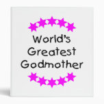 World's Greatest Godmother (pink stars) Vinyl Binder