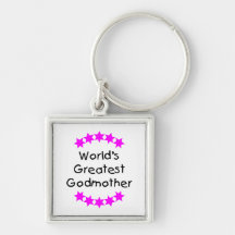 World's Greatest Godmother (pink stars) Key Chain