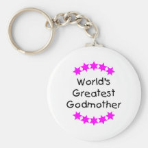 World's Greatest Godmother (pink stars) Key Chains
