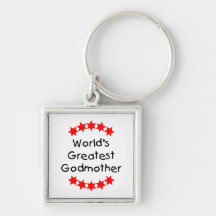 World's Greatest Godmother (red stars) Keychains