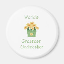 World's Greatest Godmother (yellow flowers) Refrigerator Magnet