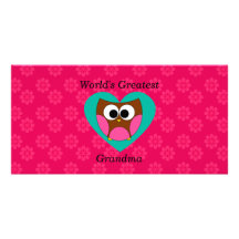 World's greatest grandma cute owl photo card