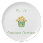 world's greatest grandma (yellow flowers) plates