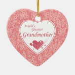 World's greatest grandmother pink flowers ornament