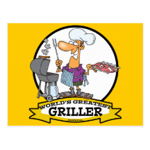 WORLDS GREATEST GRILLER MEN CARTOON POST CARDS