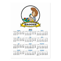WORLDS GREATEST GROCERY BAGGER WOMEN CARTOON BUSINESS CARD TEMPLATE