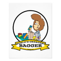 WORLDS GREATEST GROCERY BAGGER WOMEN CARTOON PERSONALIZED ANNOUNCEMENT