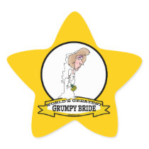 WORLDS GREATEST GRUMPY BRIDE CARTOON STAR STICKER