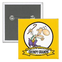 WORLDS GREATEST GRUMPY GRAMPS CARTOON PINBACK BUTTONS