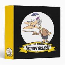 WORLDS GREATEST GRUMPY GRANNY CARTOON 3 RING BINDERS