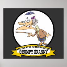 WORLDS GREATEST GRUMPY GRANNY CARTOON PRINT