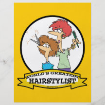 WORLDS GREATEST HAIRSTYLIST WOMEN CARTOON CUSTOM FLYER