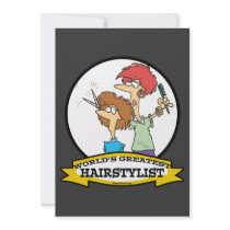 WORLDS GREATEST HAIRSTYLIST WOMEN CARTOON CUSTOM ANNOUNCEMENT