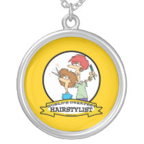 WORLDS GREATEST HAIRSTYLIST WOMEN CARTOON PERSONALIZED NECKLACE