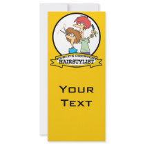 WORLDS GREATEST HAIRSTYLIST WOMEN CARTOON CUSTOM RACK CARD
