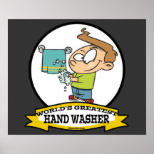 WORLDS GREATEST HAND WASHER KIDS CARTOON PRINT