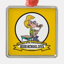WORLDS GREATEST HIGH SCHOOL DIVA GIRL CARTOON CHRISTMAS TREE ORNAMENT