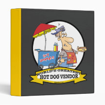 WORLDS GREATEST HOT DOG VENDOR MEN CARTOON VINYL BINDERS
