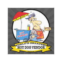 WORLDS GREATEST HOT DOG VENDOR MEN CARTOON CANVAS PRINT