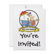 WORLDS GREATEST HOT DOG VENDOR MEN CARTOON INVITATIONS