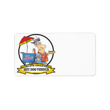 WORLDS GREATEST HOT DOG VENDOR MEN CARTOON PERSONALIZED ADDRESS LABELS