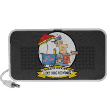 WORLDS GREATEST HOT DOG VENDOR MEN CARTOON NOTEBOOK SPEAKERS