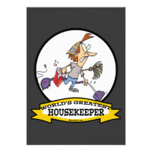 WORLDS GREATEST HOUSEKEEPER WOMEN CARTOON CUSTOM ANNOUNCEMENT