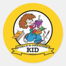 WORLDS GREATEST KID CARTOON STICKER