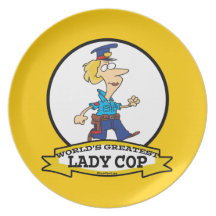 WORLDS GREATEST LADY COP CARTOON PLATE