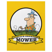 WORLDS GREATEST LAWN MOWER MEN CARTOON FLYER DESIGN