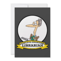 WORLDS GREATEST LIBRARIAN II CARTOON CUSTOM INVITATION
