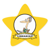 WORLDS GREATEST LIBRARIAN II CARTOON STAR STICKER
