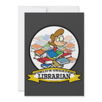 WORLDS GREATEST LIBRARIAN WOMEN CARTOON ANNOUNCEMENTS