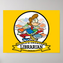 WORLDS GREATEST LIBRARIAN WOMEN CARTOON PRINT