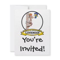 WORLDS GREATEST LINEMAN MEN CARTOON CUSTOM INVITATION