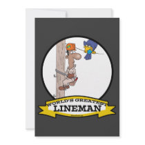 WORLDS GREATEST LINEMAN MEN CARTOON PERSONALIZED ANNOUNCEMENT