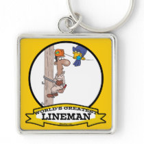 WORLDS GREATEST LINEMAN MEN CARTOON KEYCHAINS