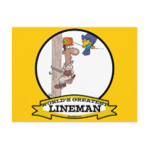 WORLDS GREATEST LINEMAN MEN CARTOON POSTCARD