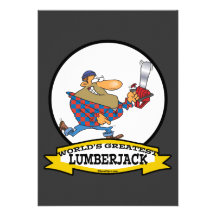 WORLDS GREATEST LUMBERJACK MEN CARTOON CUSTOM INVITES