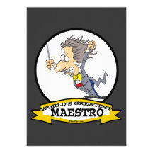 WORLDS GREATEST MAESTRO MEN CARTOON PERSONALIZED INVITES