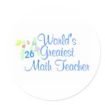 Worlds Greatest Math Teacher Numbers Round Stickers