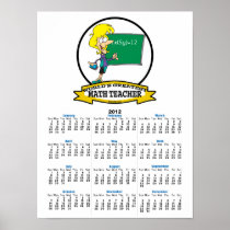 WORLDS GREATEST MATH TEACHER WOMEN CARTOON POSTER