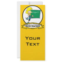 WORLDS GREATEST MATH TEACHER WOMEN CARTOON FULL COLOR RACK CARD