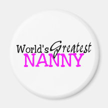 Worlds Greatest Nanny Pink Black Fridge Magnet