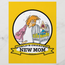 WORLDS GREATEST NEW MOM WOMEN CARTOON PERSONALIZED FLYER